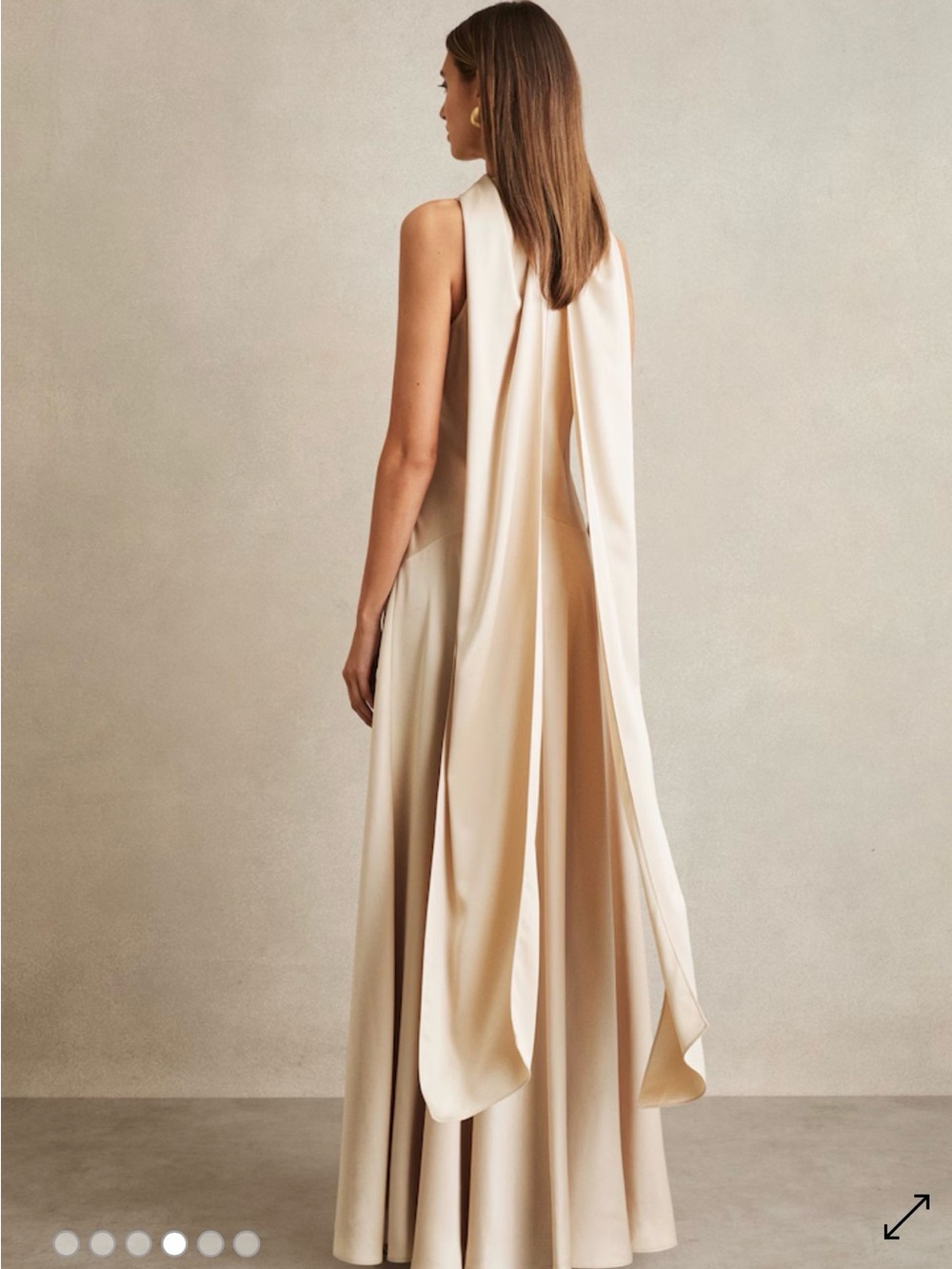 Reiss Fae Satin Cape Maxi dress champagne UK4/US0 - Picture 3 of 11